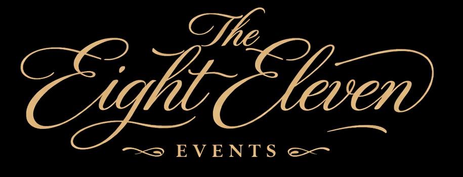 The Eight Eleven Events gold script logo